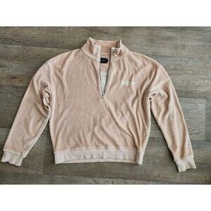 WSLY Sweatshirt Women's Medium Beige Ecosoft Pullover Quarter Zip Long Sleeve XS